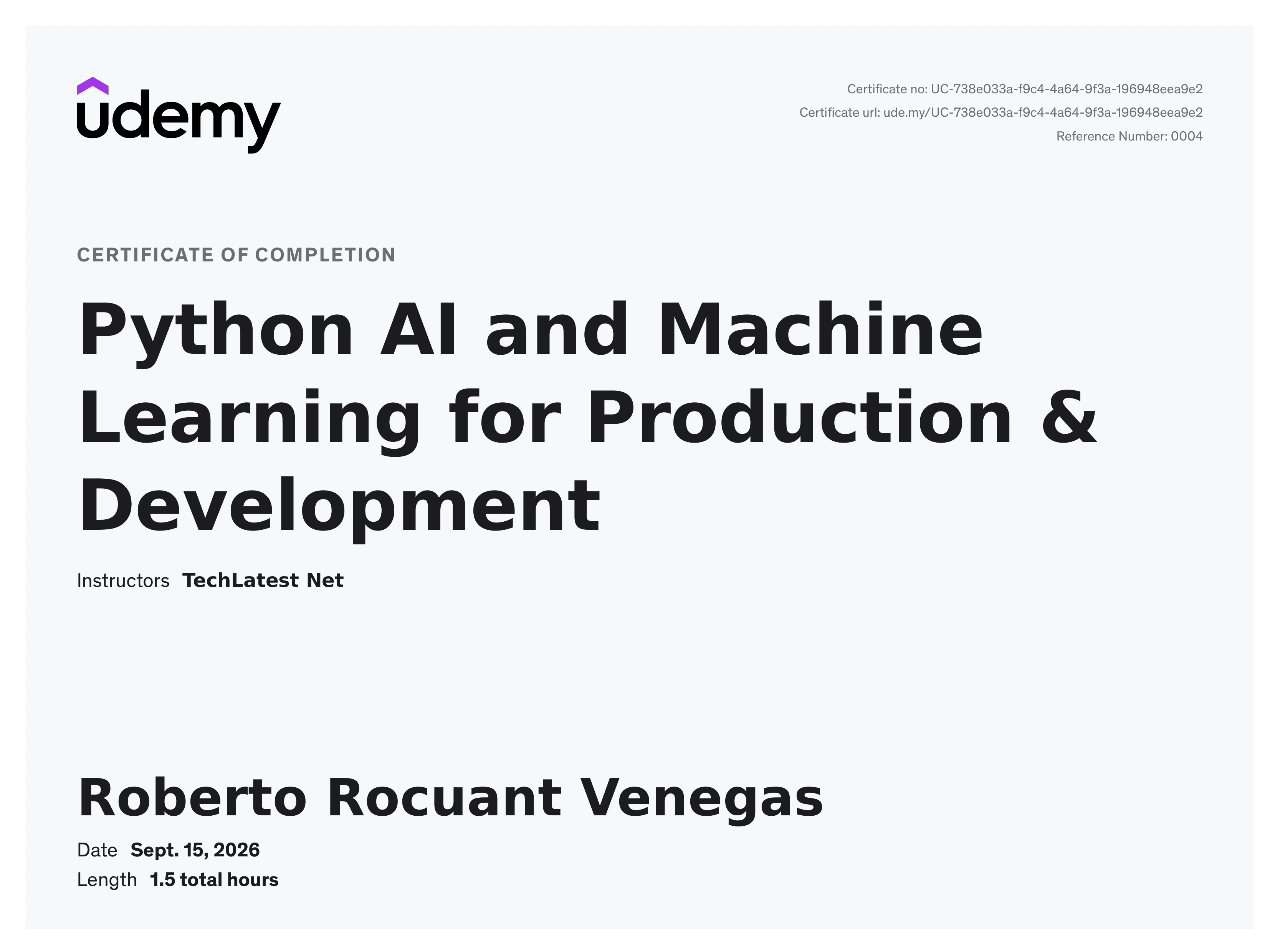 Python AI and Machine Learning for Production & Development