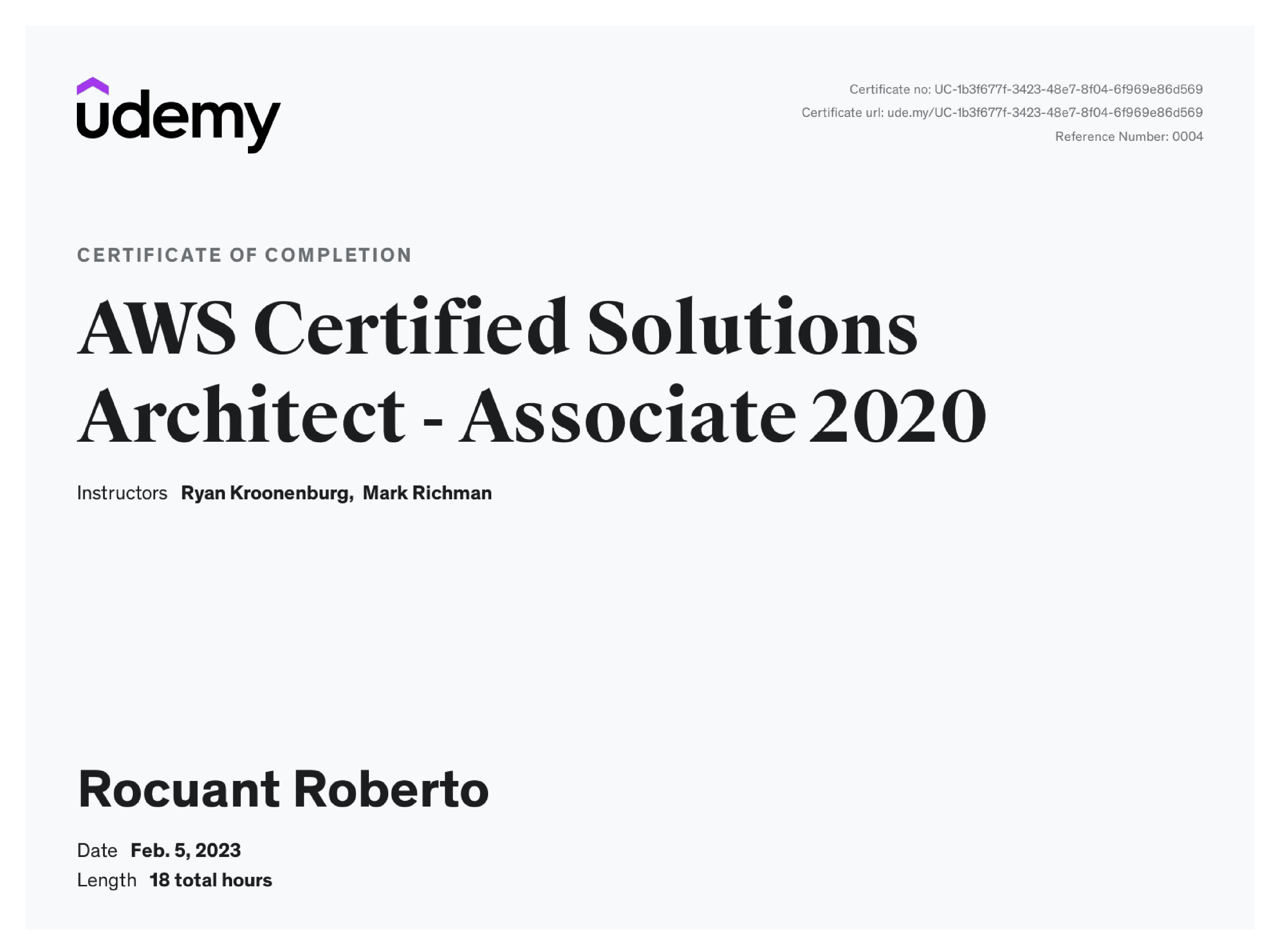 AWS Certified Solutions Architect - Associate 2020